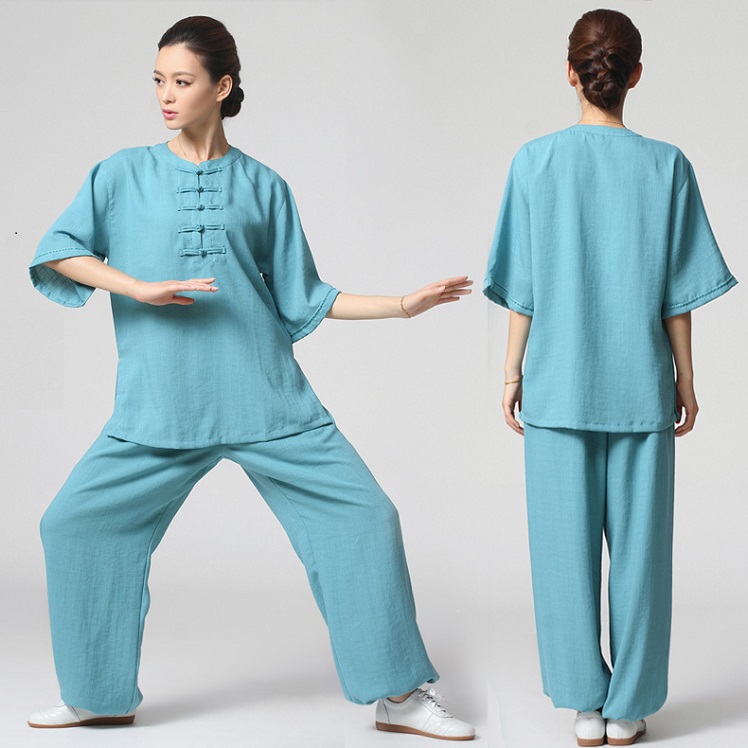 Tai Chi Clothing Half-sleeve Casual Style Blue